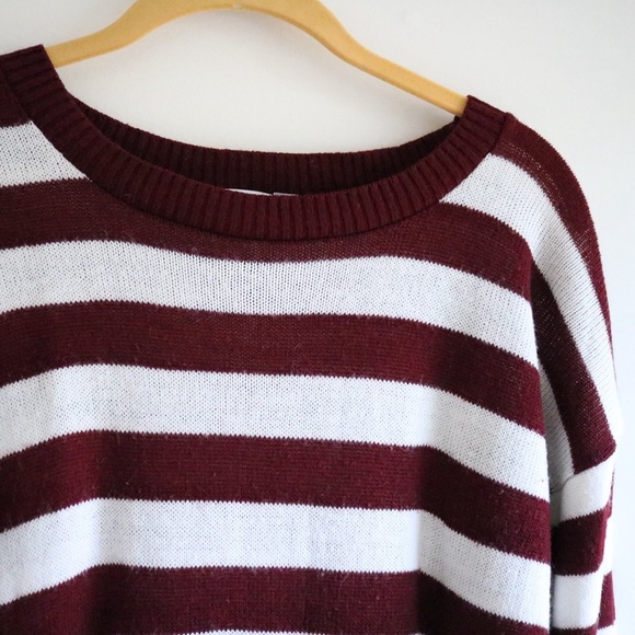 Kirra Maroon and White Striped Sweater - Picture 2 of 5